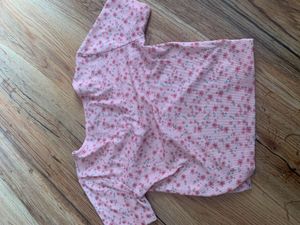 Pink Floral V-Neck Ruched Top