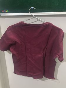 Maroon Ribbed Cropped Top