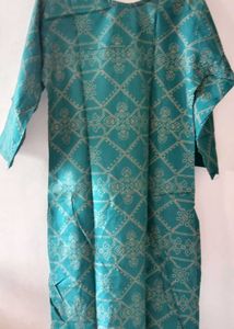 Teal Kurta with Golden Print