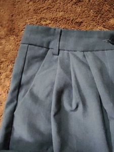 Grey Pleated Wide-Leg Pants