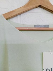 Mint Green V-Neck Relaxed Fit Tee