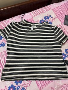 Striped Cropped Ribbed Top