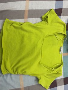 Lime Green Ruched Cropped Top