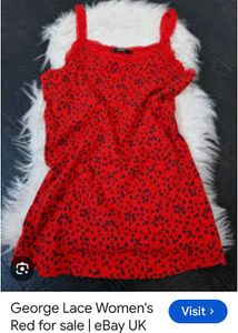 George Red Cami Top with Black Dots