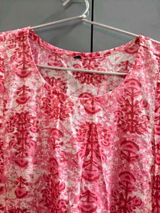 Pink Block Feeding Print Cotton Kurta