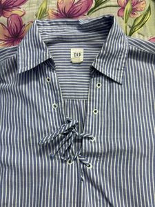 Blue Striped Button-Up Shirt
