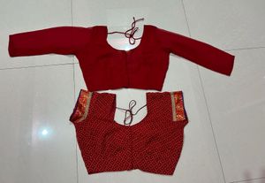 Red Sari Blouse Set