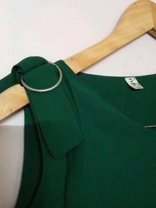 Green Georgette Casual Wrap Top