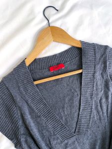 Y2k Grey Double Pocket Mini Dress By Zavya