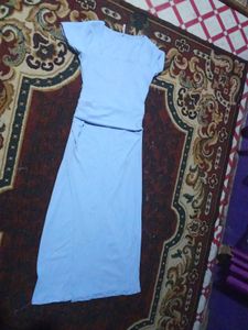 Light Blue Ruched Maxi Dress