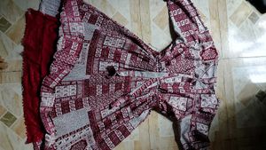 Maroon Ethnic Print Maxi Dress