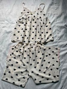 Cute Heart Print Pajama Set