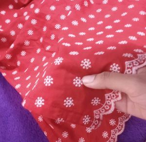 Cute Red Floral Kurti (Handmade)