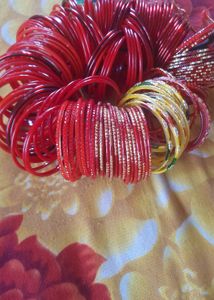 Set of  Glass Bangles with Embellishments