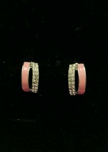 Chic Pink & Crystal Hoop Earrings