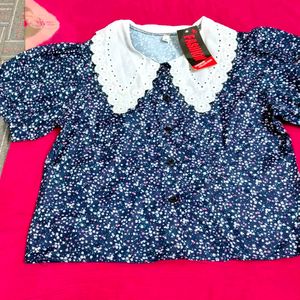 Floral Print Peter Pan Collar top