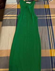 Ribbed Knit Sleeveless Midi Dress - Emerald Green