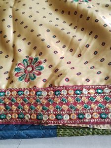 Beautiful Golden Colour Designer Saree New