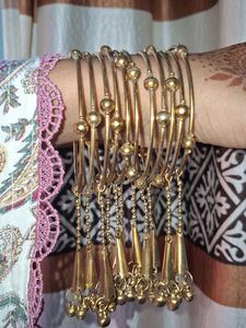 Beautiful Golden Bangles with Danglers
