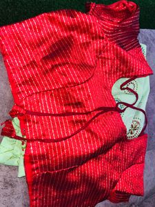 Light Green Saree with Red Blouse 36