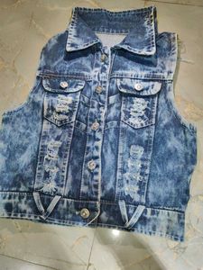 Distressed Denim Vest