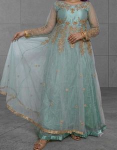 Stunning Teal Embroidered Gown