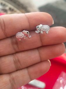 92.5 silver Cute Elephant Stud Earrings