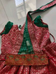 Kids Ethnic Red Brocade Dress