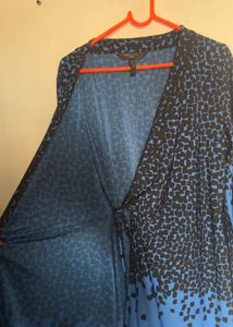 Stylish Blue &amp; Black Wrap Dress