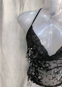 Sparkling Black Halter Neck Top