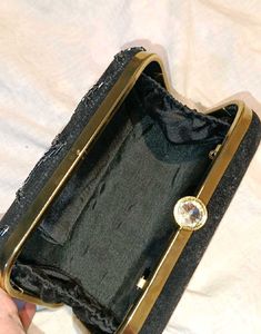 Elegant Black Velvet Beaded Clutch