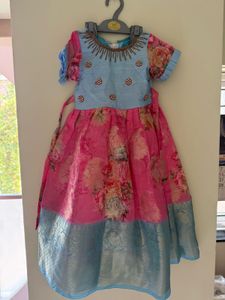 pink and blue ethnic frock