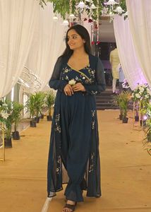 Elegant Navy Blue Jumpsuit with Jacket