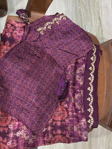 Designer Purple Print Saree