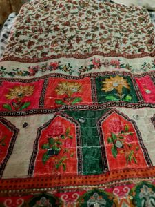 Embroidered Silk Dupatta with Mirror Work