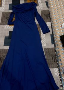 Blue Long fishtail backless dress