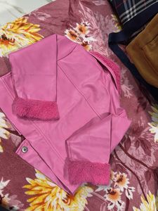 Pink Faux Leather Jacket