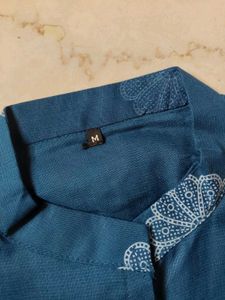 New Blue Floral Print Kurta