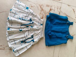 Cute Blue &amp; White Skirt with Top