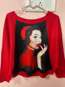 Lady in Red Unique Graphic Print Swe