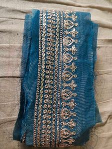 Teal Embroidered lace