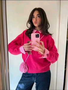 Cozy Fuchsia Sweater with Print