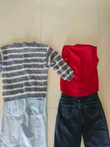 2 Stylish  Wide-Leg Jeans and tops