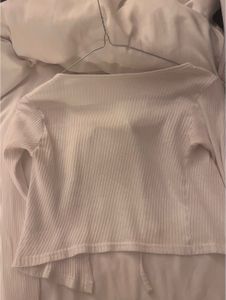 Ribbed Tie-Front Long Sleeve Top