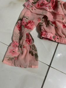 Chic Floral Ruffle Off-Shoulder Top
