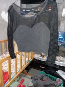 Sheer Polka Dot Long Sleeve Top