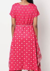 Elegant Pink Printed A-Line Kurta Dress