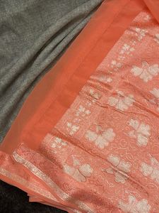Elegant Peach Floral Saree