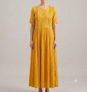 Yellow Kurta with Pearls