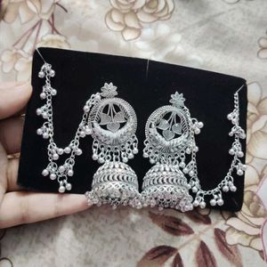 Unique Ghungroo Oxidized Silver Jhumka Earrings